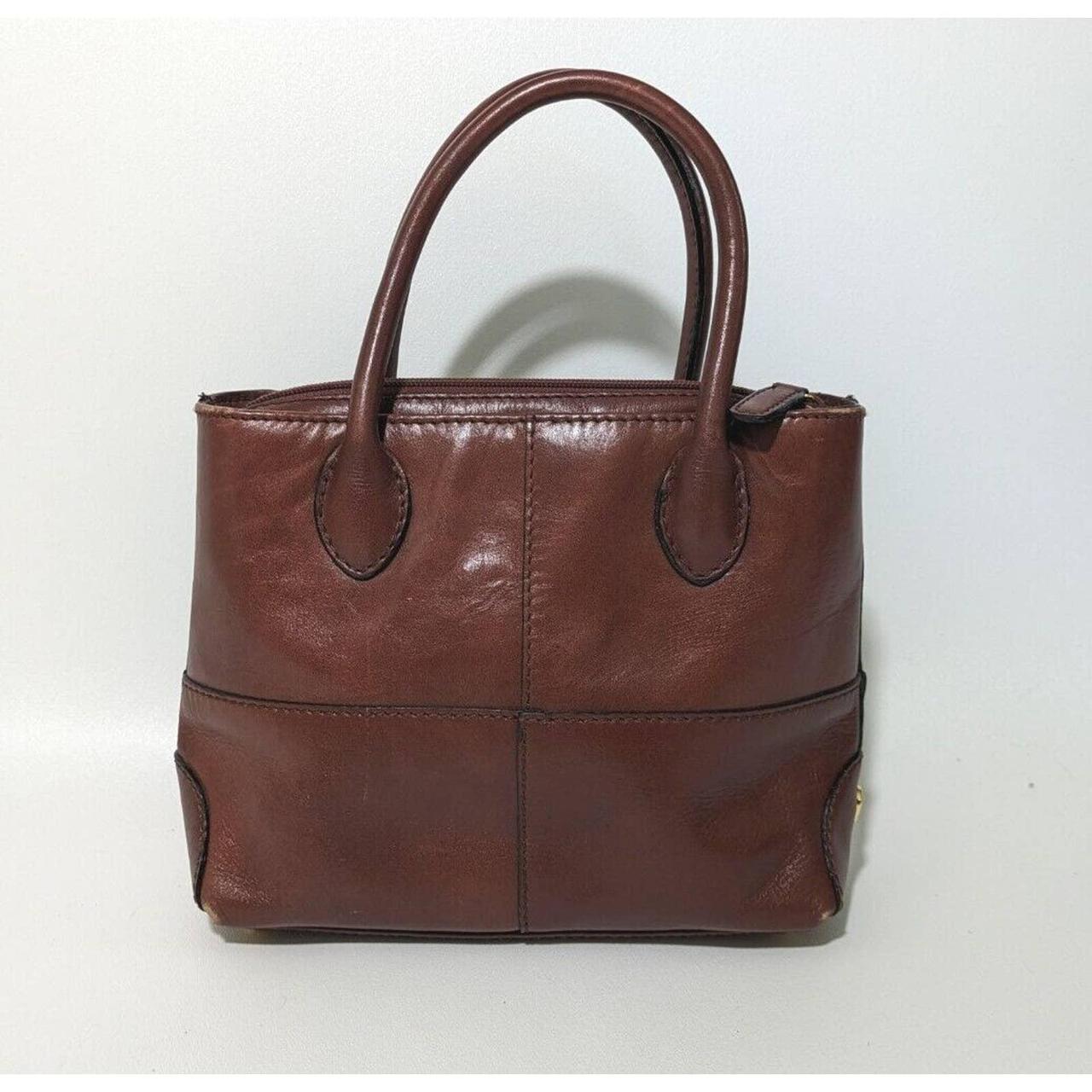 Etienne Aigner Brown Leather Mini Top Handle Bag... - Depop