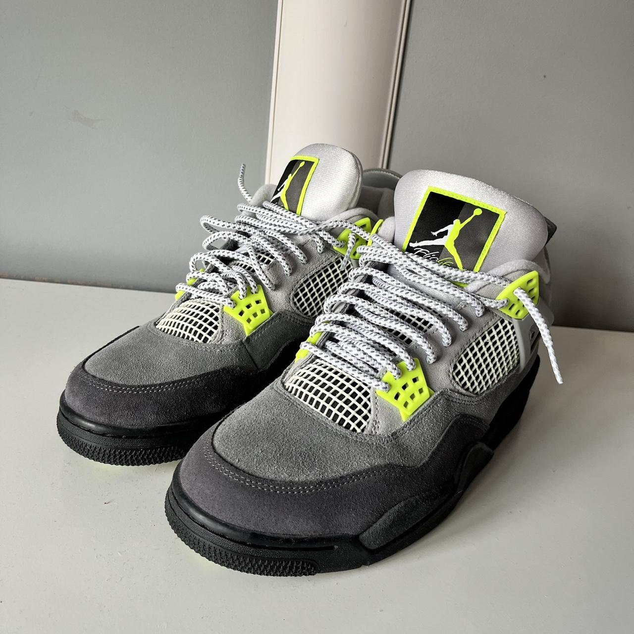 Nike Air Jordan 4 “Neon” Size 10UK 9/10 condition... - Depop