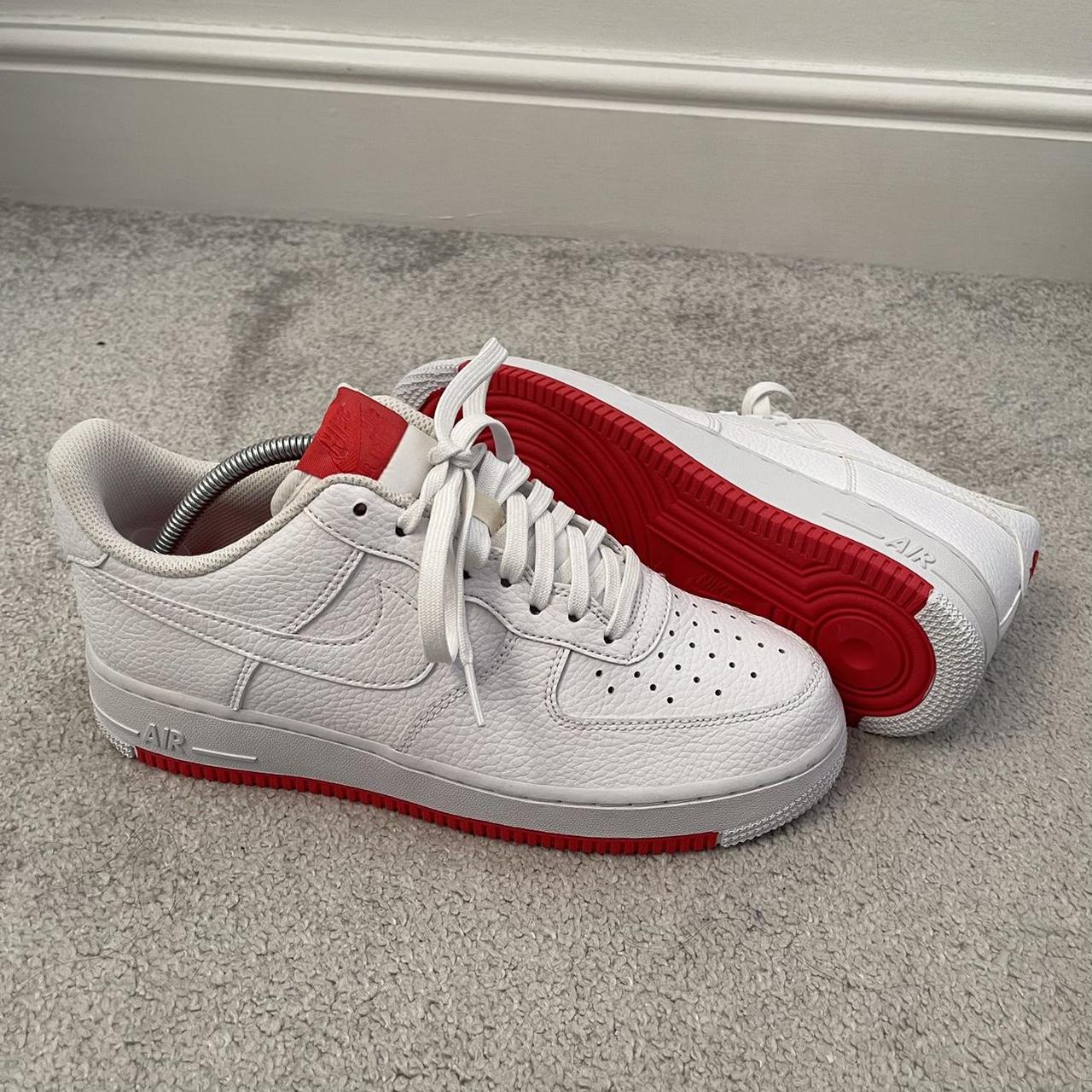 Nike Air Force 1 White & Red Size UK 7 Very rare... - Depop