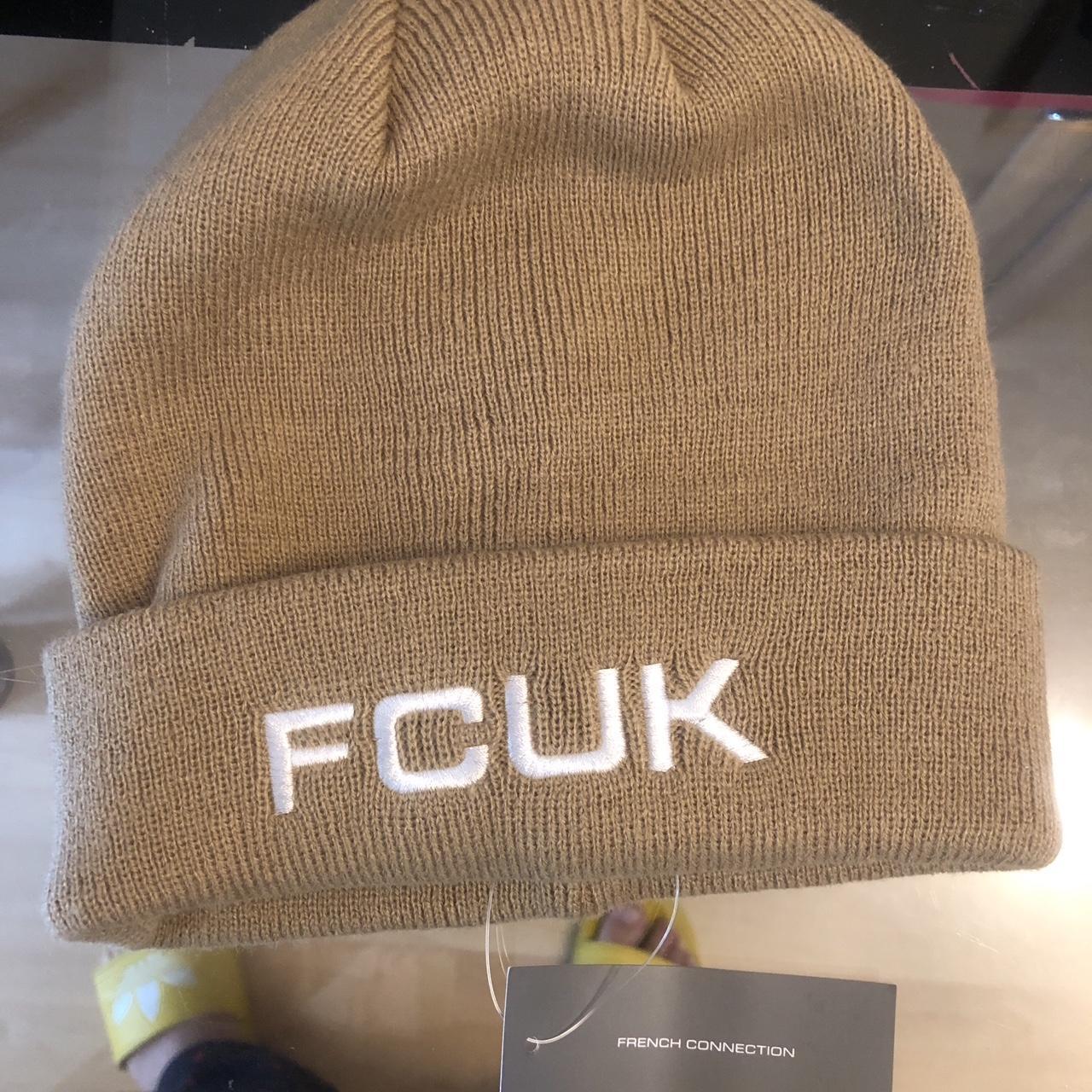 FCUK beanie in tan and cream FCUK