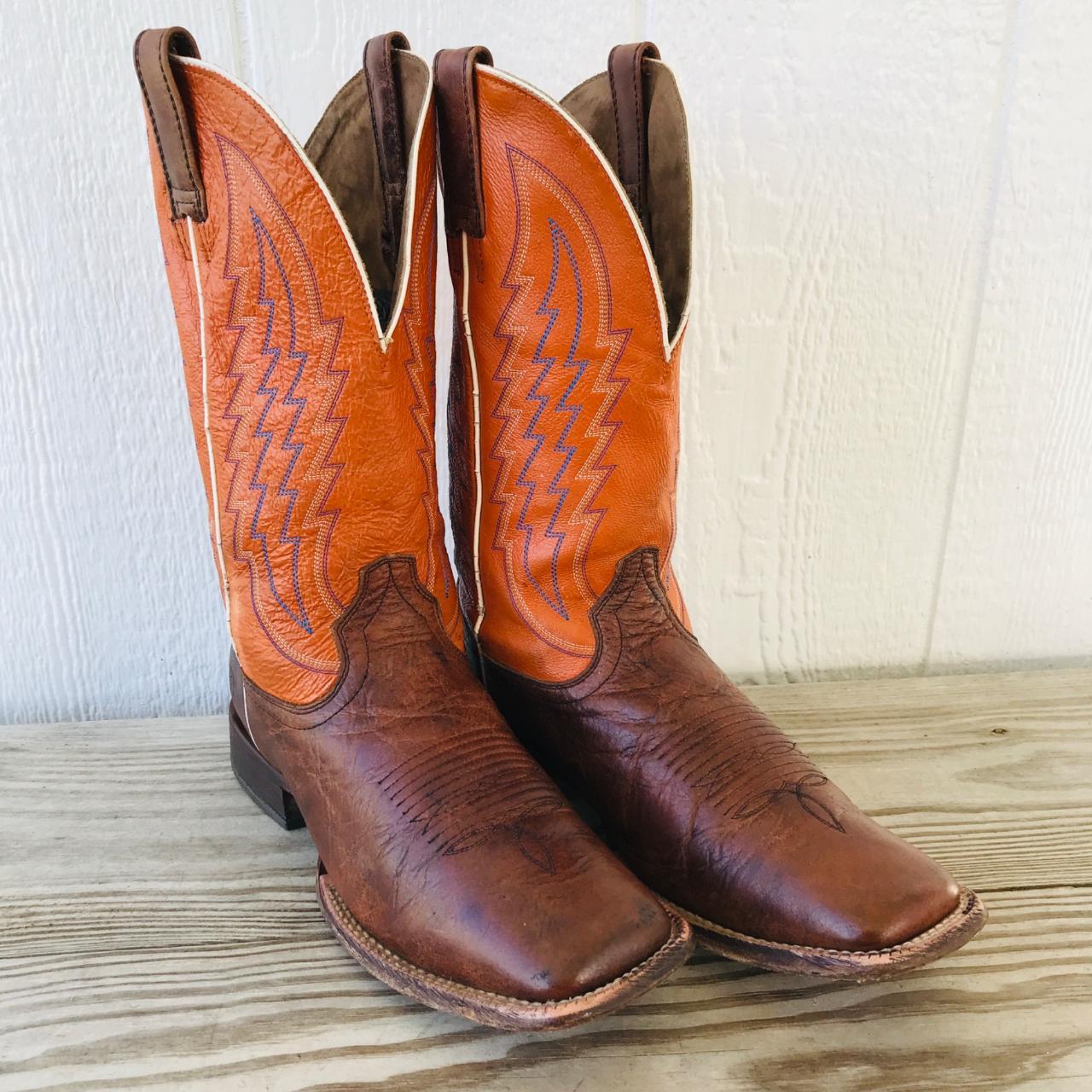 Ariat Men's Orange and Brown Boots | Depop