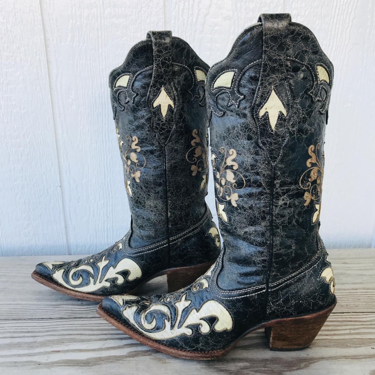 Black and white corral boots sale