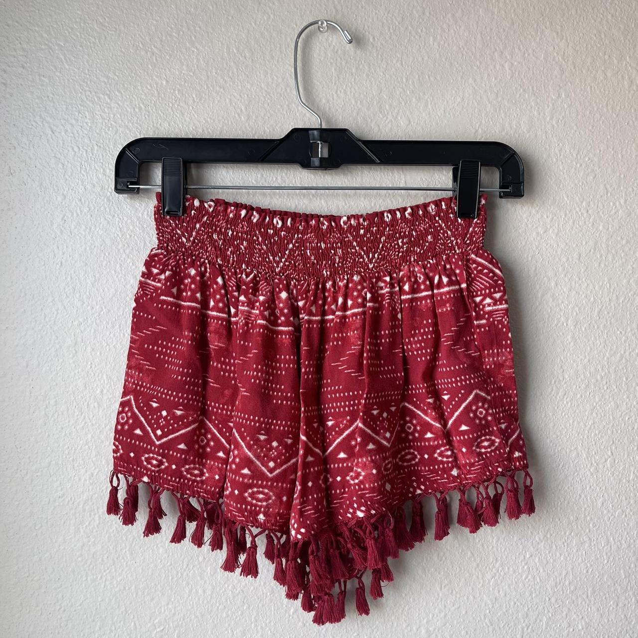 Forever 21 Women's Red and White Shorts Depop