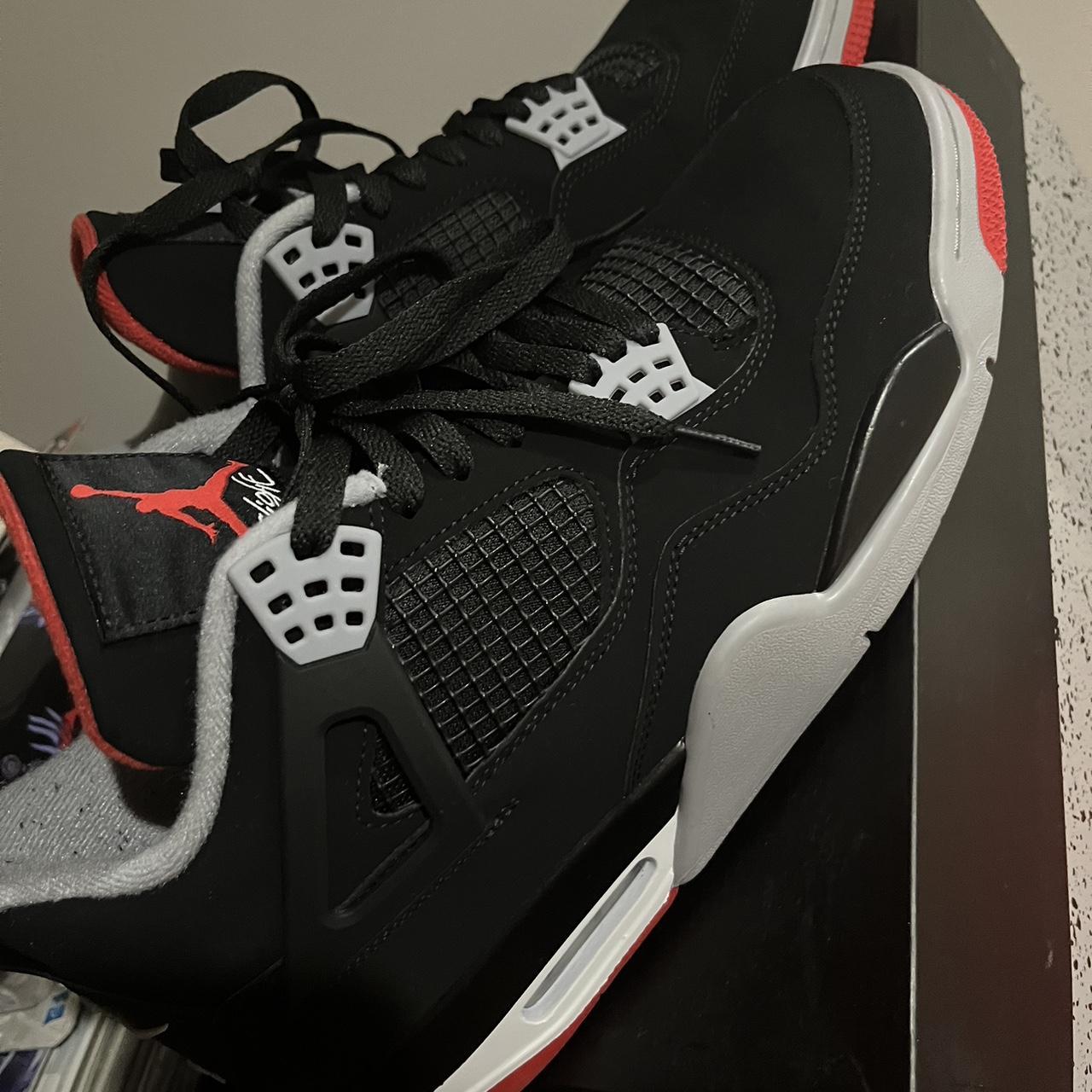 Custom Jordan 4 Size 12 Decreased, Some Heel Drag, - Depop