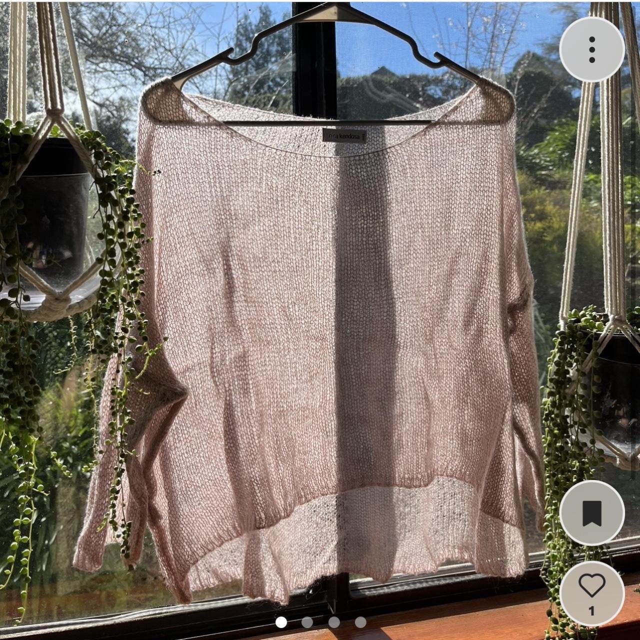 REPOP Delicate baby pink mohair knit sweater with... Depop