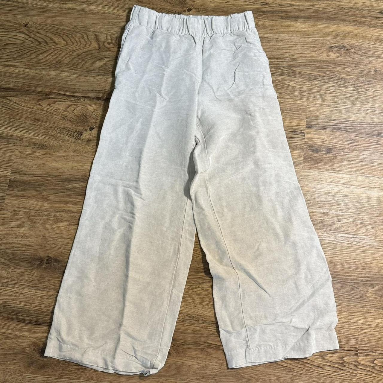 H&M linen blend pants. Only worn once - Depop