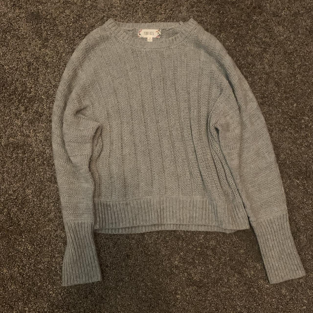 Pink Rose Women's Grey Jumper | Depop