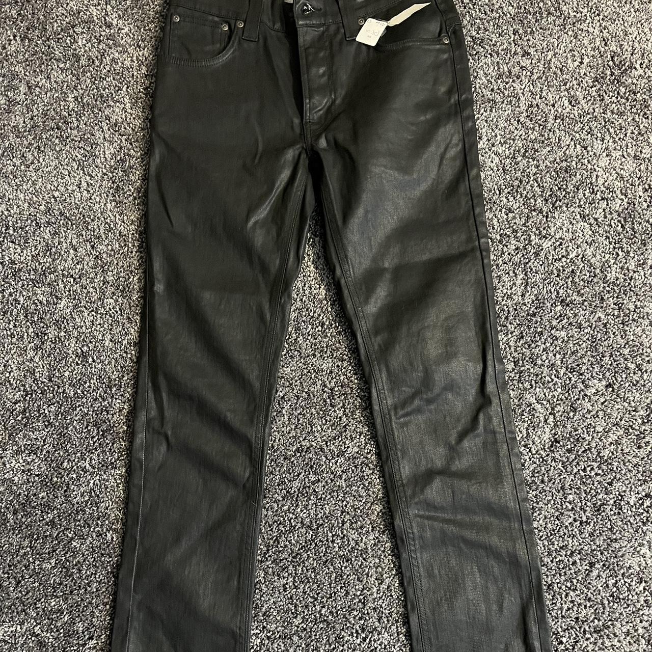 A pair of leather jeans someone bought for me I have... - Depop