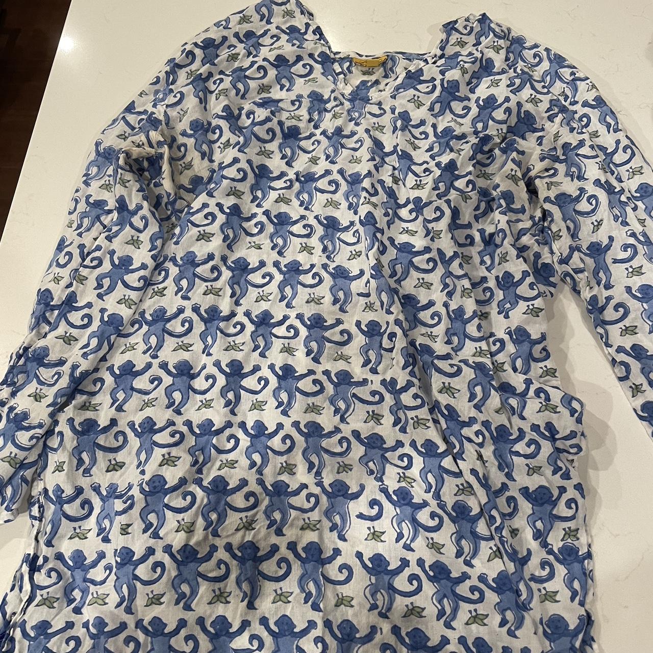 Women S White And Blue Pajamas Depop