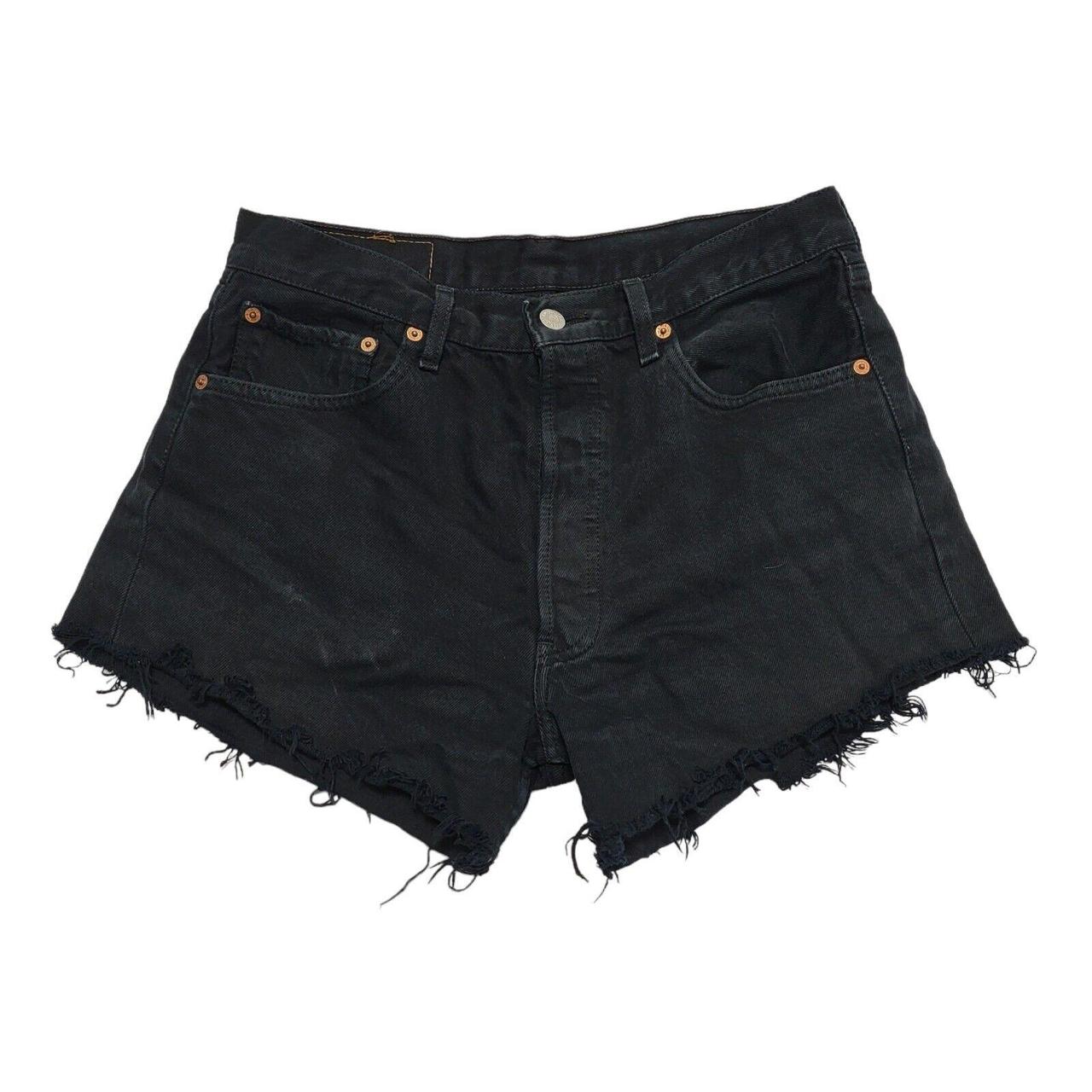 Vintage Levi's Black Denim Shorts UK Women's Size 14... Depop