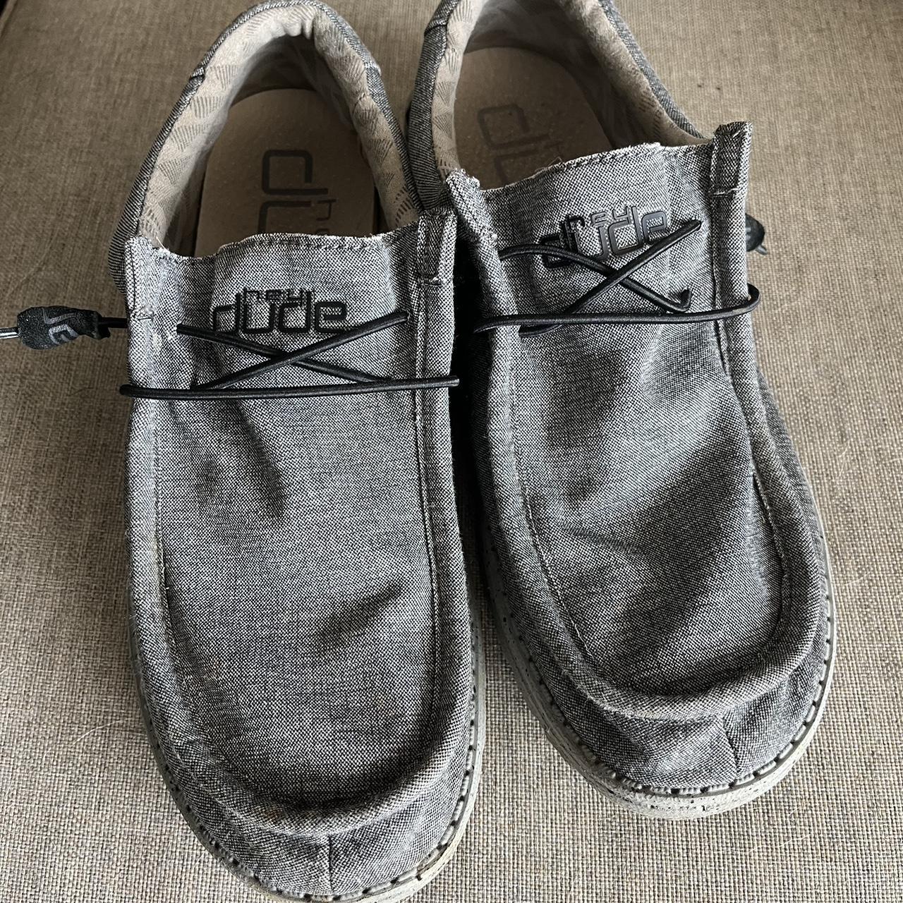 Hey Dude Men's Grey and Black Slippers | Depop