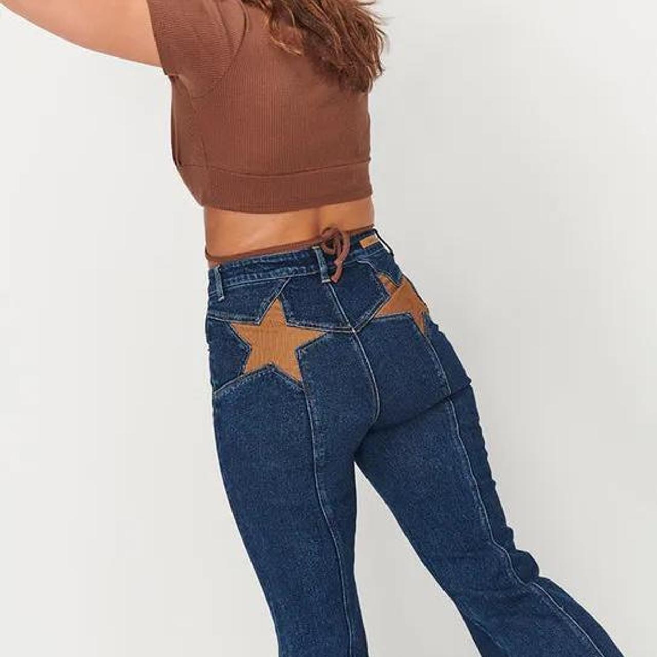 STAR JEANS Navy blue flare star jeans from the... - Depop