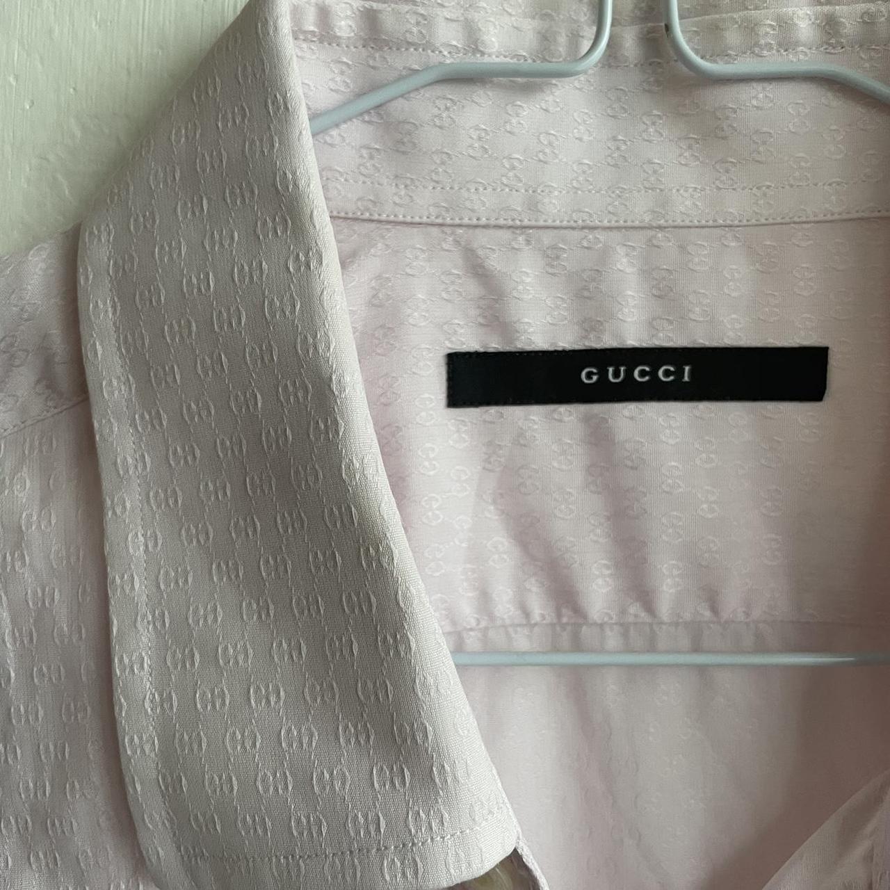 Men’s Light Pink Gucci Button-Up Shirt Embossed... - Depop