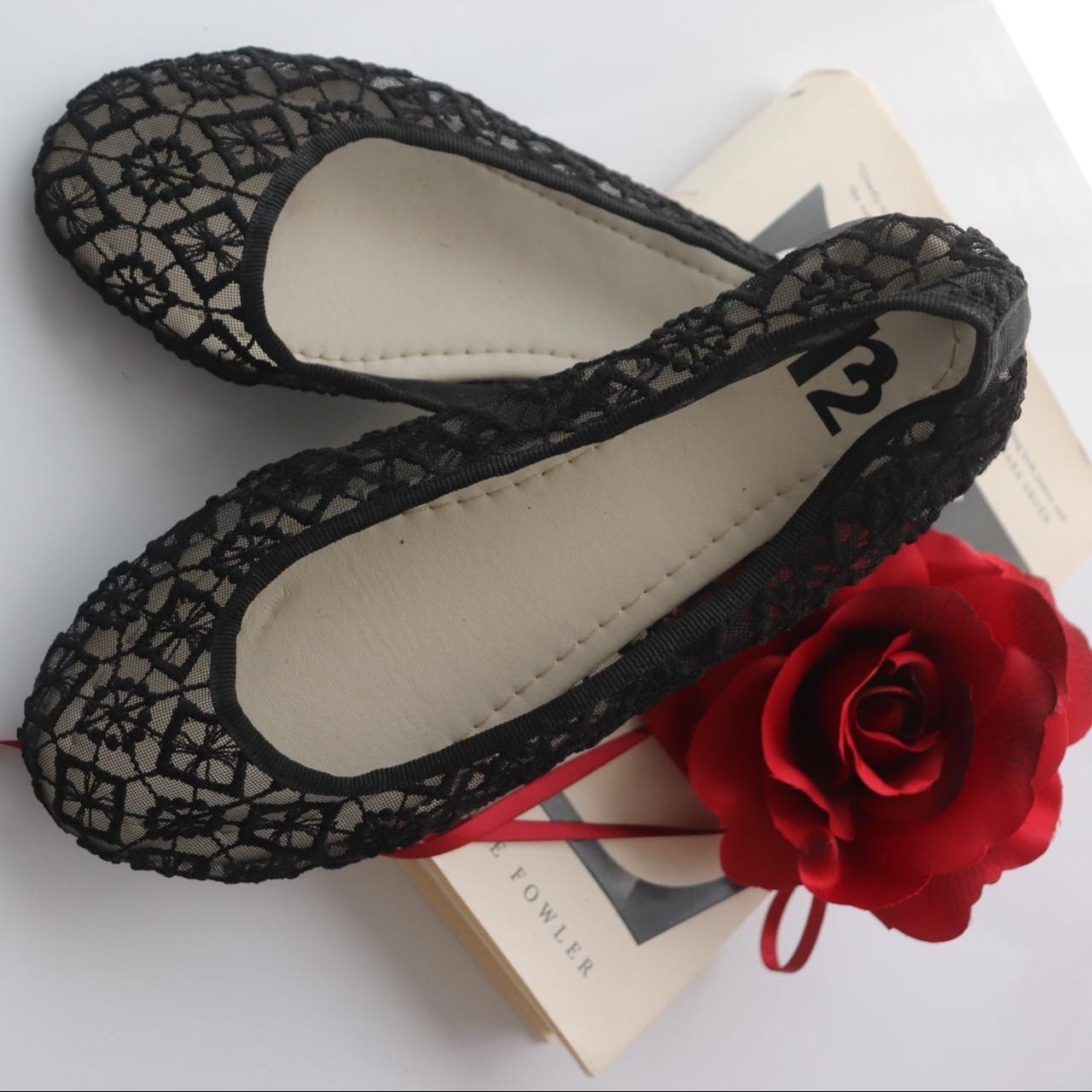 SHEER LACE BLACK BALLET FLATS 🥀 Chic Ballet Flats... - Depop