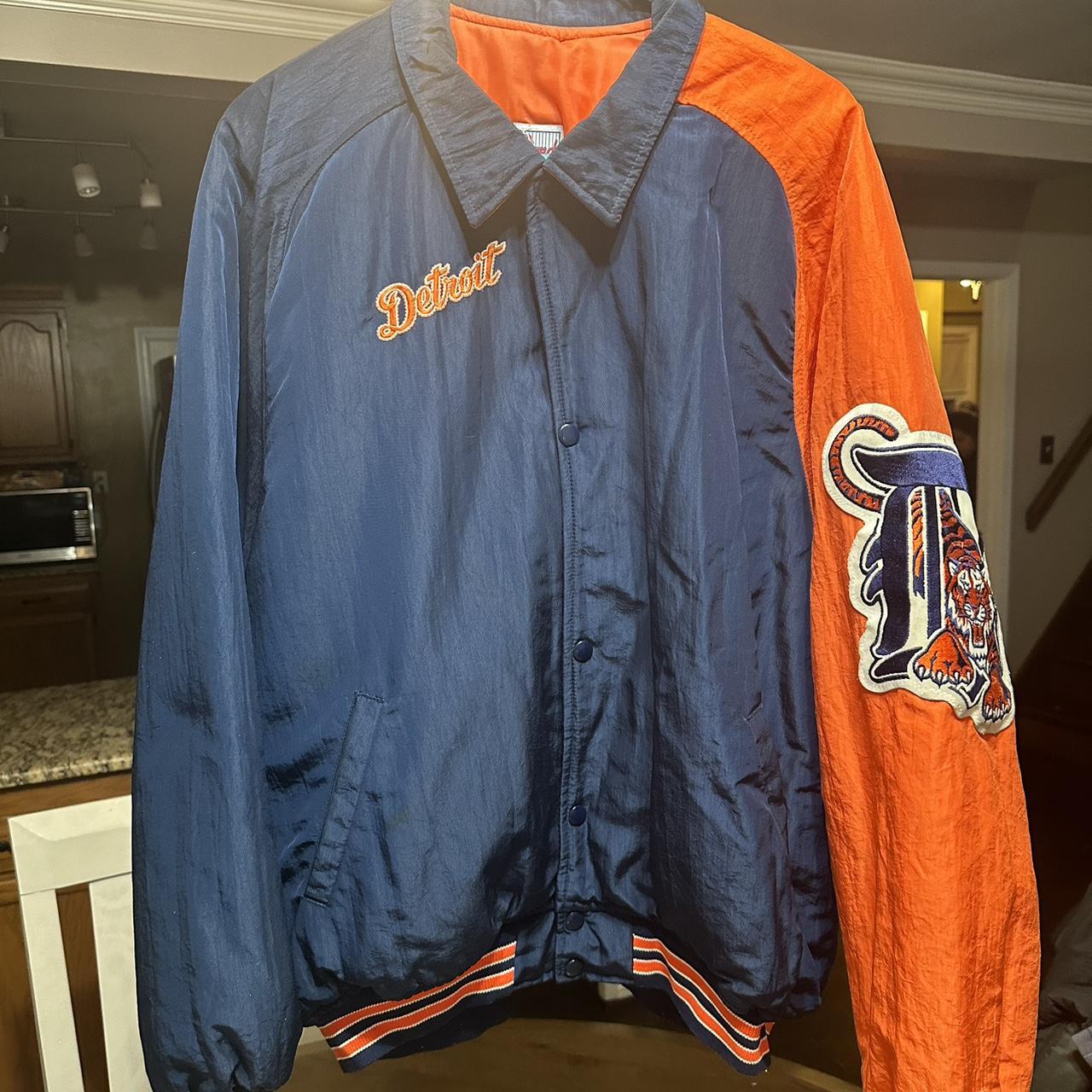 Vintage Detroit Tigers Orange Nylon Starter Jacket fashion XL