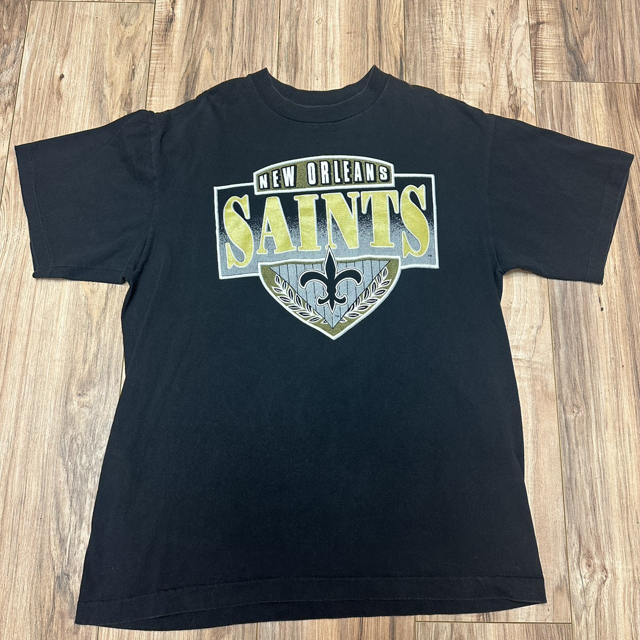 Vintage New Orleans Saints Single Stitch Trench Black T Shirt