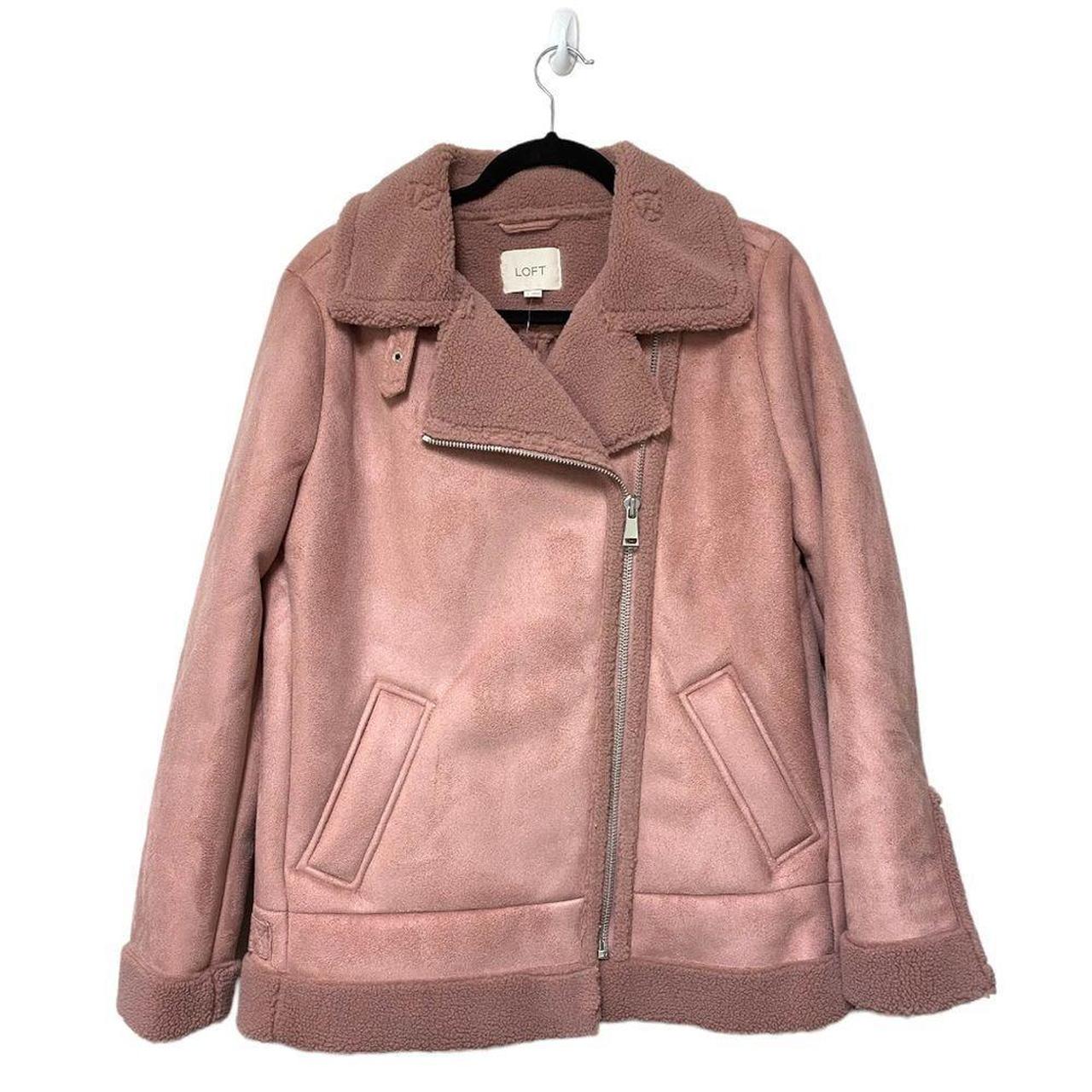 Picturing the LOFT Faux Suede Aviator Jacket Coat in... - Depop