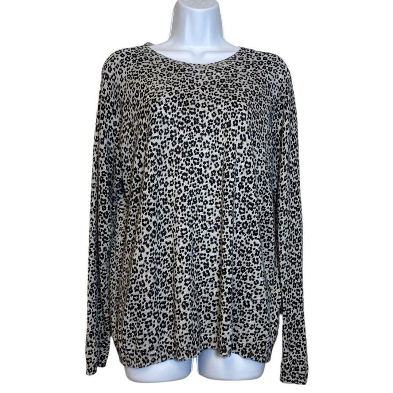 Picturing the WHISTLES Cheetah Sweater Knit Top