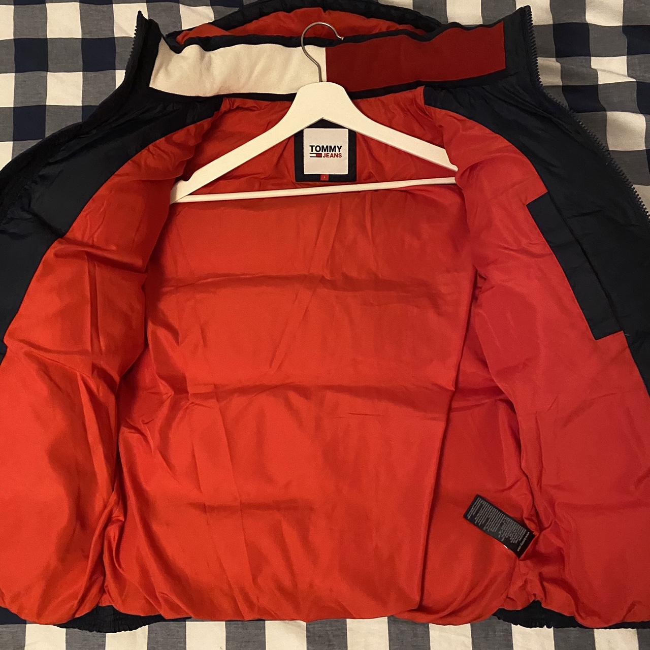 Tommy Hilfiger Men's Navy and Red Coat | Depop