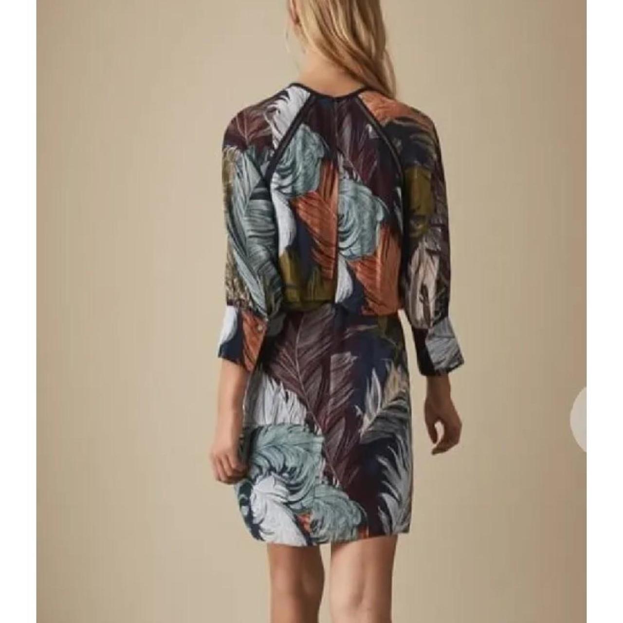 Stunning Reiss Namina Feather Printed Dress Size 6. Depop