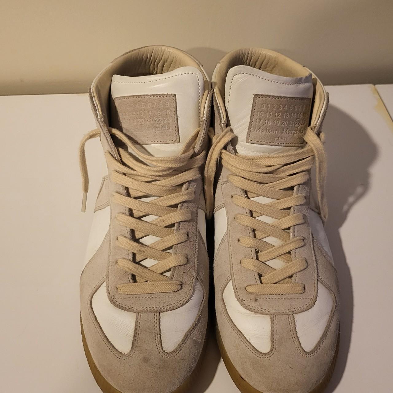 Maison Margiela Men's Grey and White Trainers | Depop