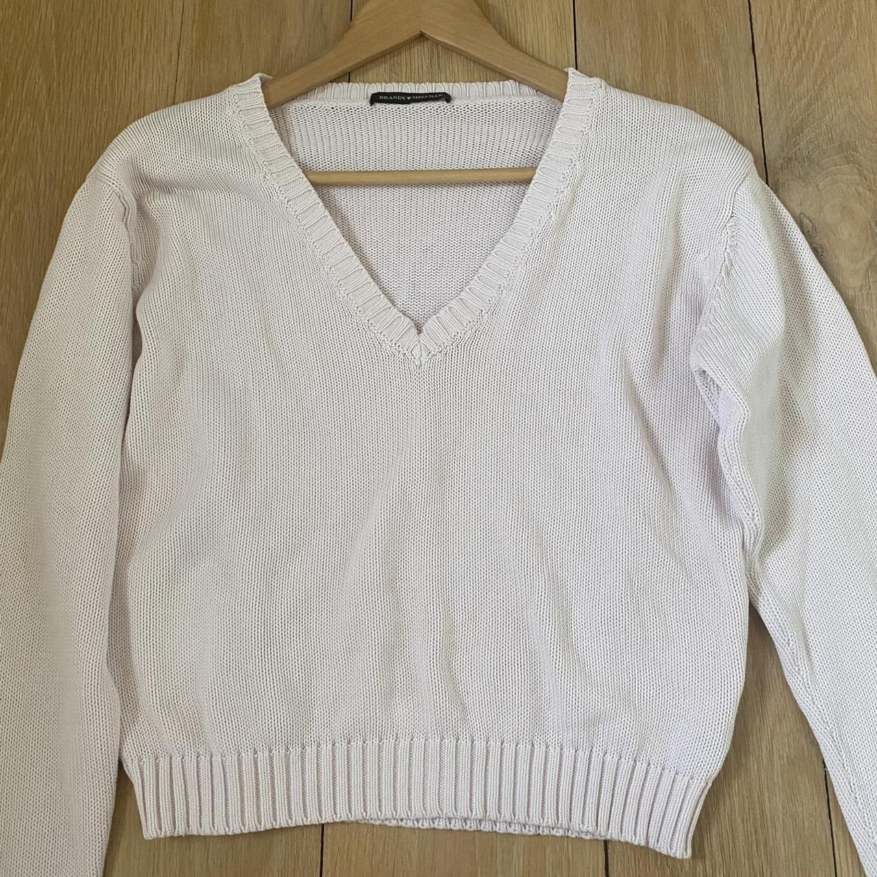 Brandy Melville light pink v neck jumper - Depop