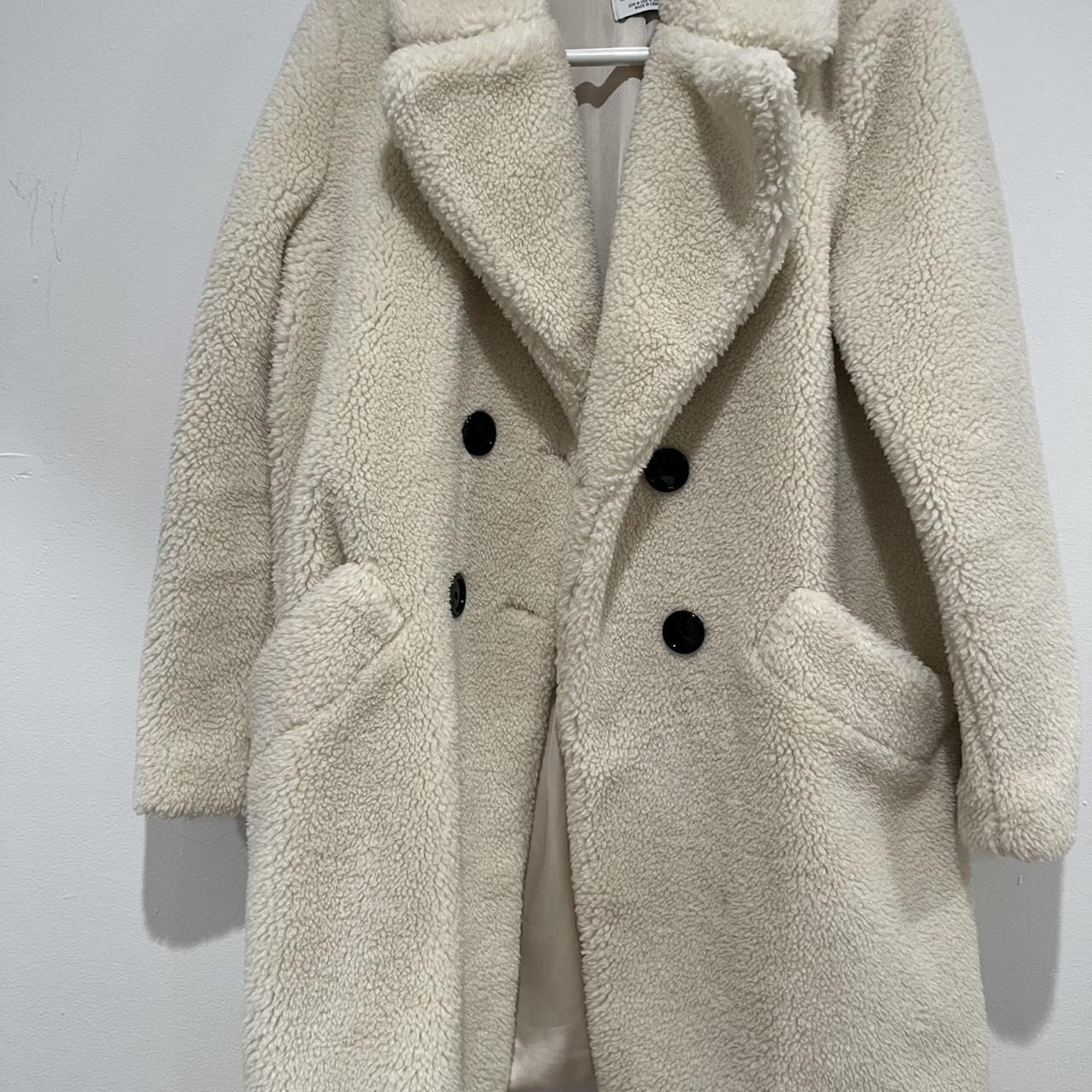 Zara white long Sherpa/shearling coat - Depop