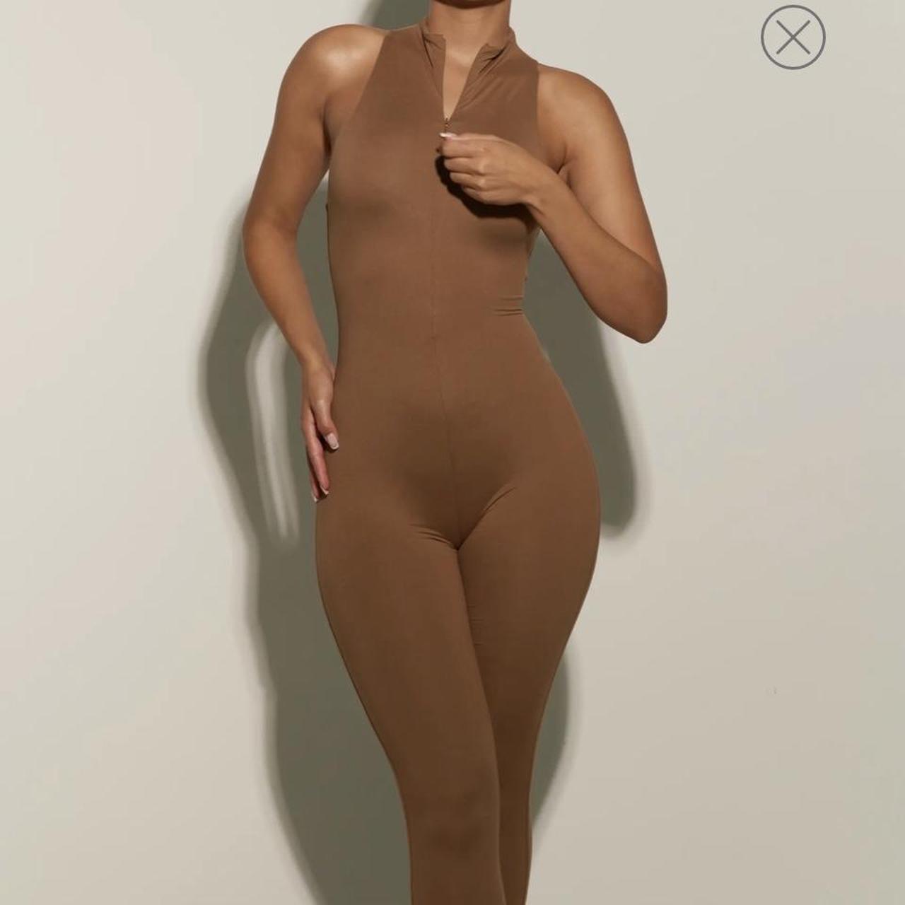 SEXY SNATCHED BROWN SLIP ON DRESS made of silk and - Depop