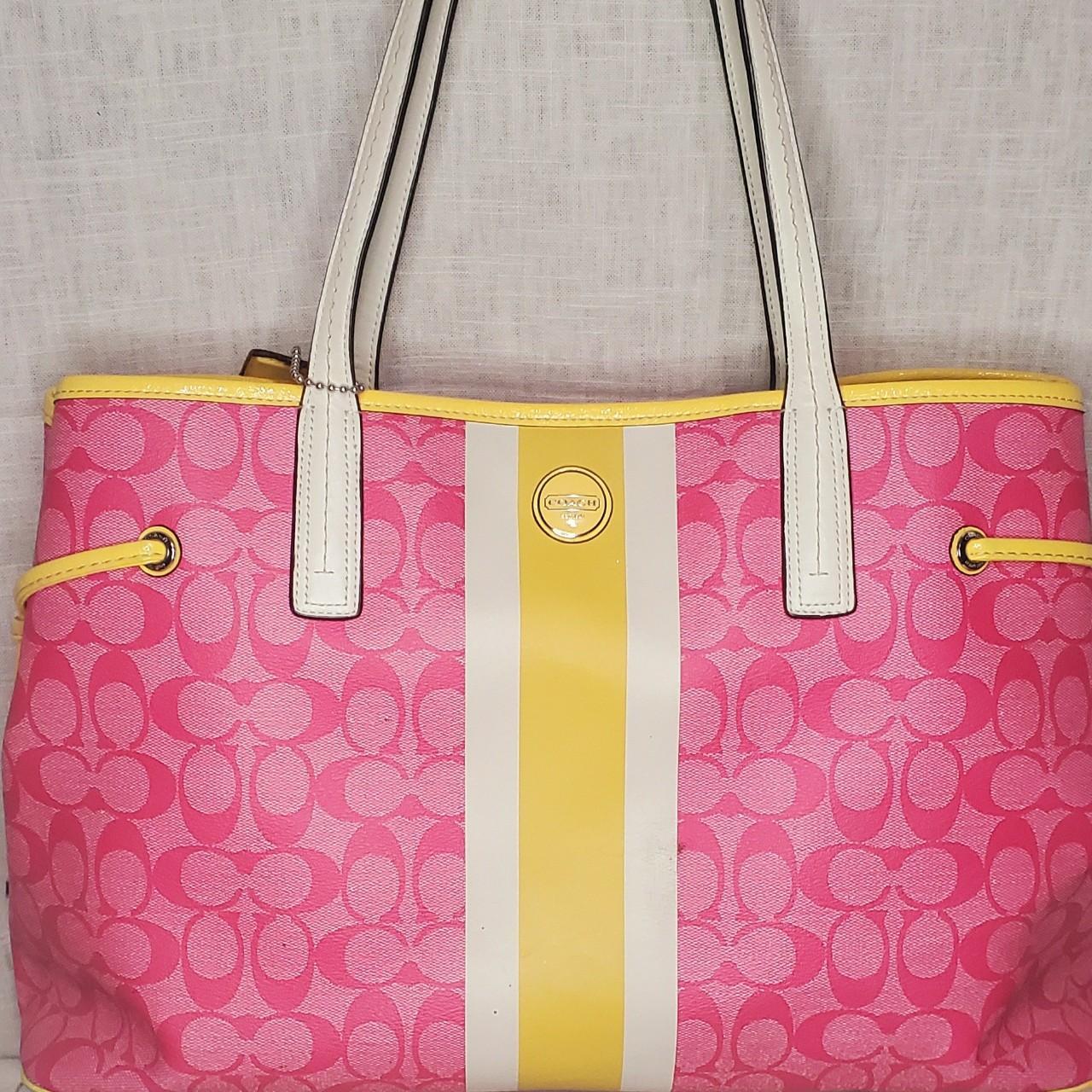 Coach F2309 Pink Yellow Tote Traveler deals Large New! $598