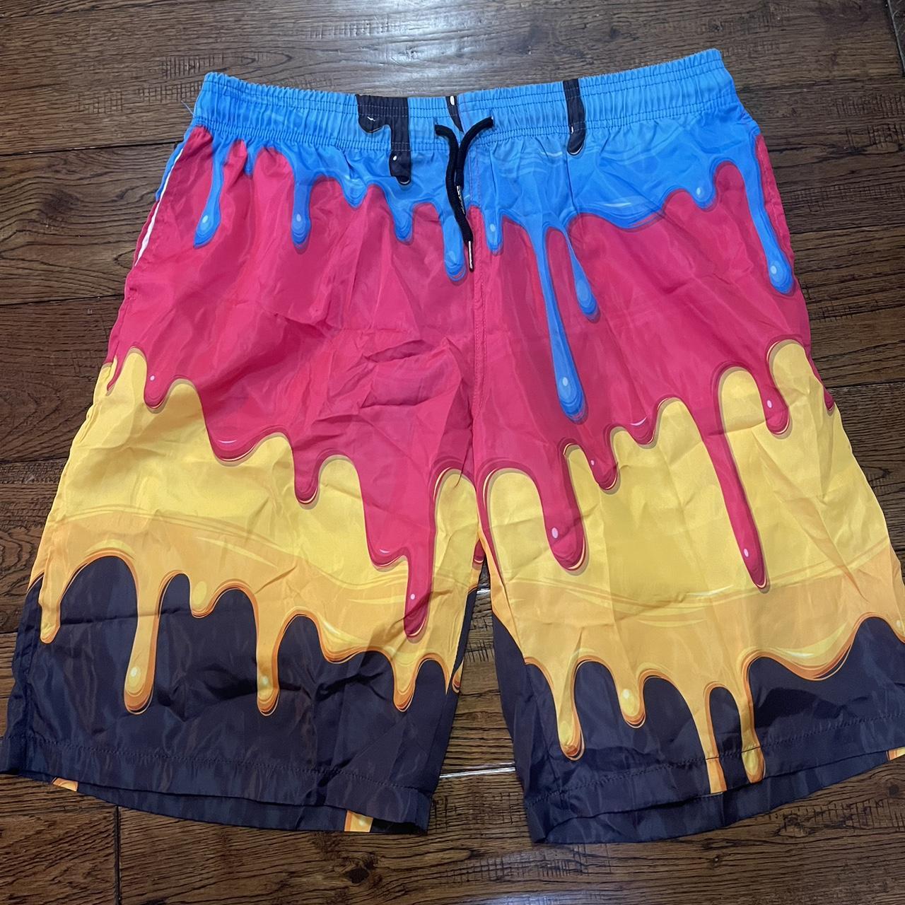 Melting Swim-trunks -Blue/pink/gold/black -Fits... - Depop