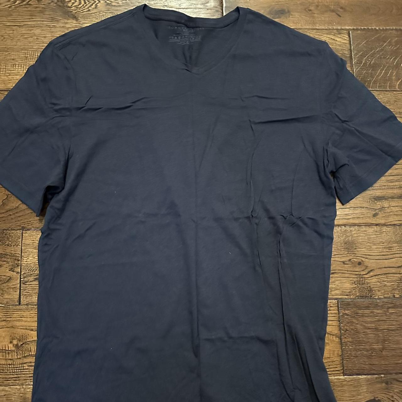 Tommy Hilifiger T-shirt -Navy -V neck -XL - Depop