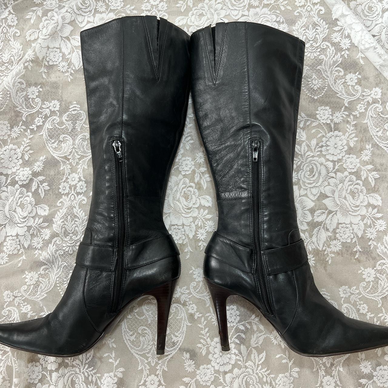 Vintage Black Leather Faith Boots size 6 / Eur 39... - Depop