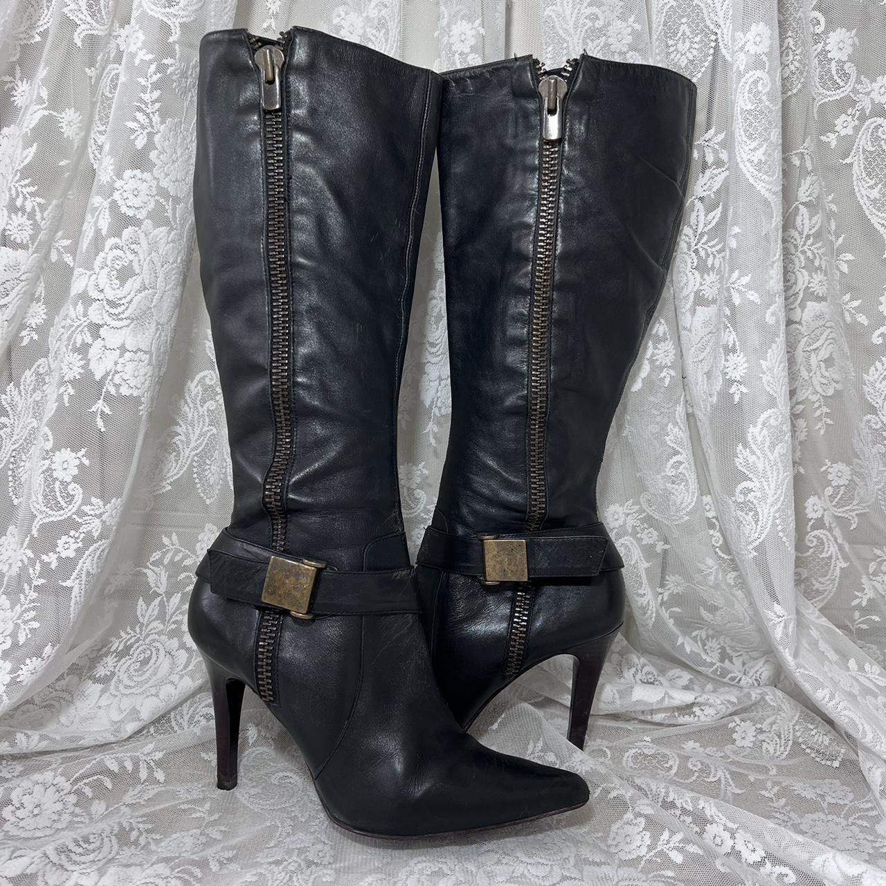 Vintage Black Leather Faith Boots size 6 / Eur 39... - Depop