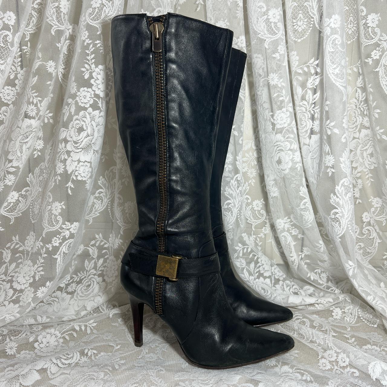 Vintage Black Leather Faith Boots size 6 / Eur 39... - Depop