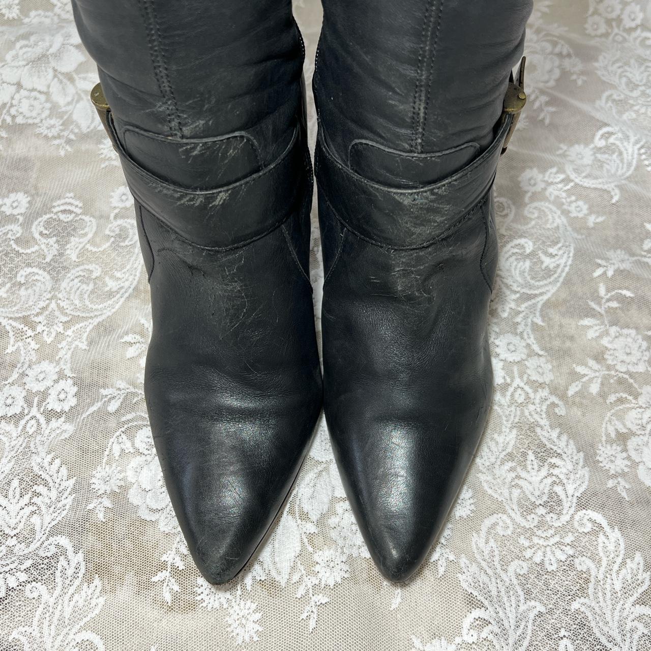 Vintage Black Leather Faith Boots size 6 / Eur 39... - Depop