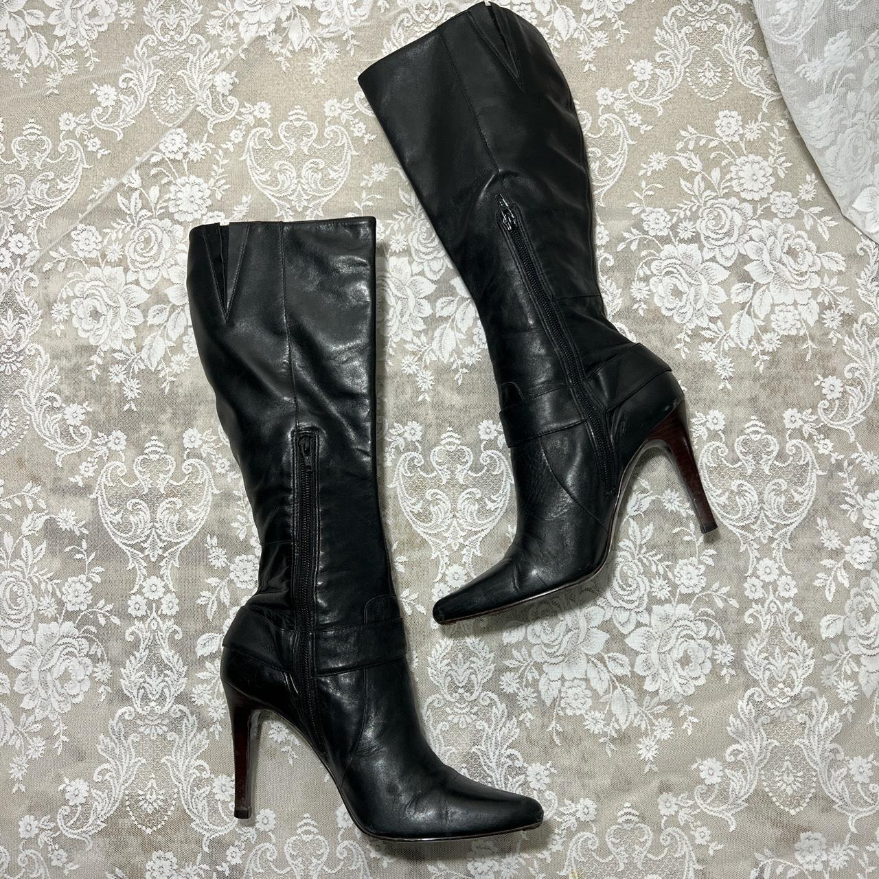 Vintage Black Leather Faith Boots size 6 / Eur 39... - Depop