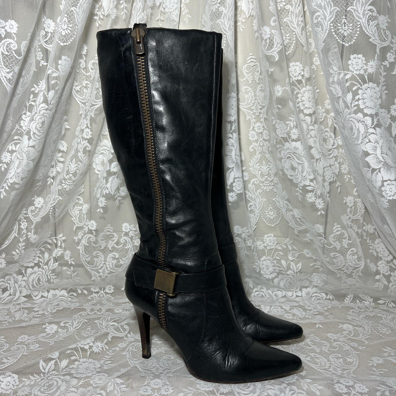 Vintage Black Leather Faith Boots size 6 / Eur 39... - Depop