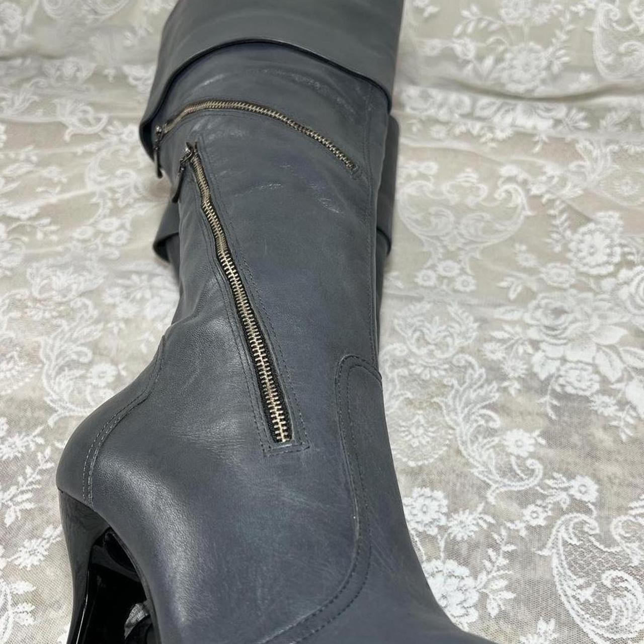 Grey Y2K Knee High Pirate Boots Size 5 / EUR 38 | Depop