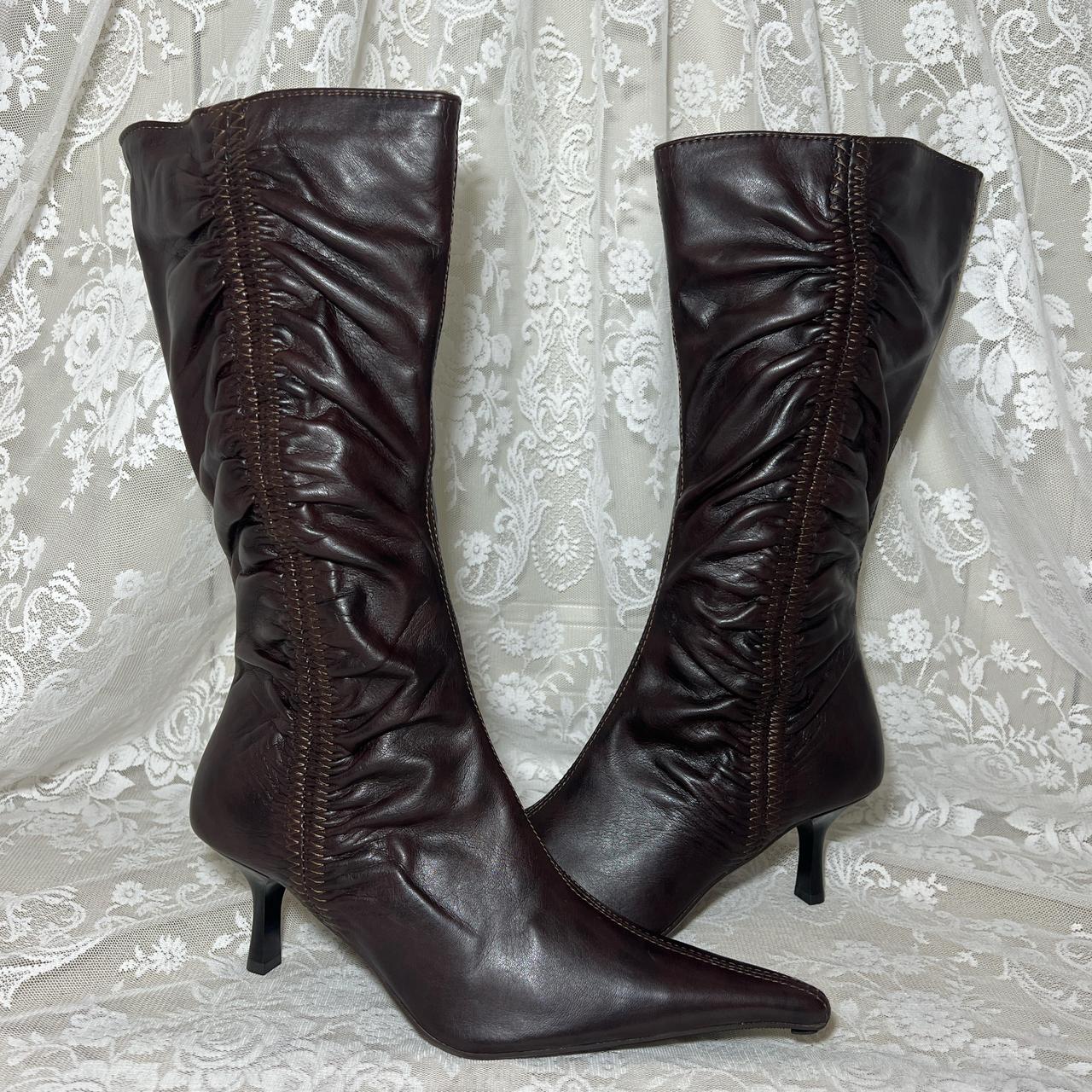 Faith brown leather boots hotsell