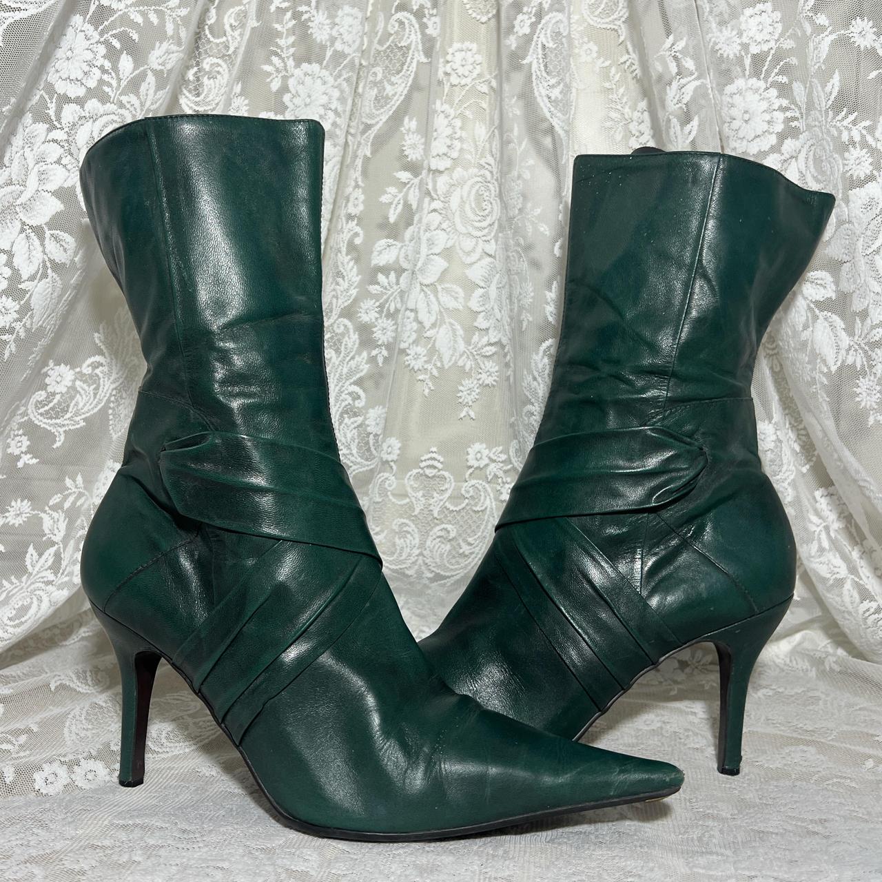 Green mid calf boots best sale