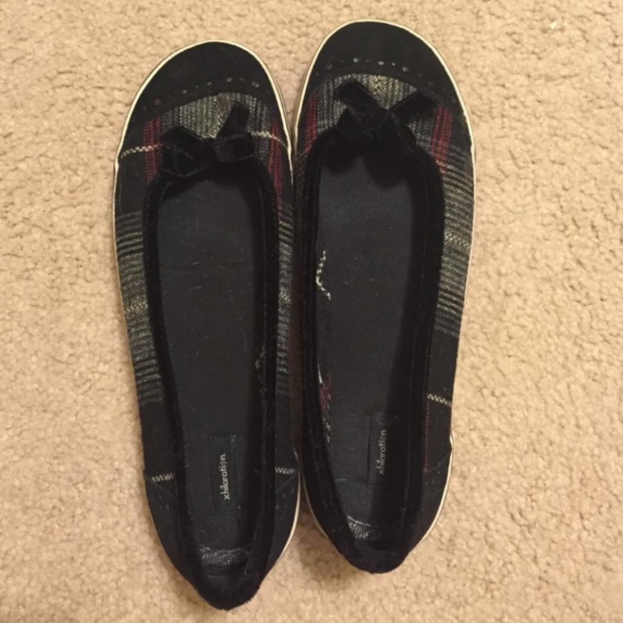 Velvet plaid pink ballet flats Depop
