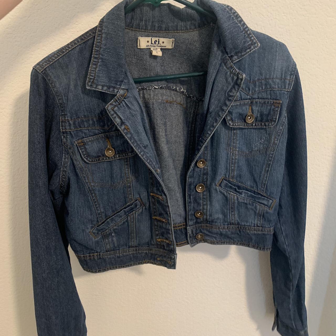 Lei Denim Cropped Jacket! Size L, runs... - Depop