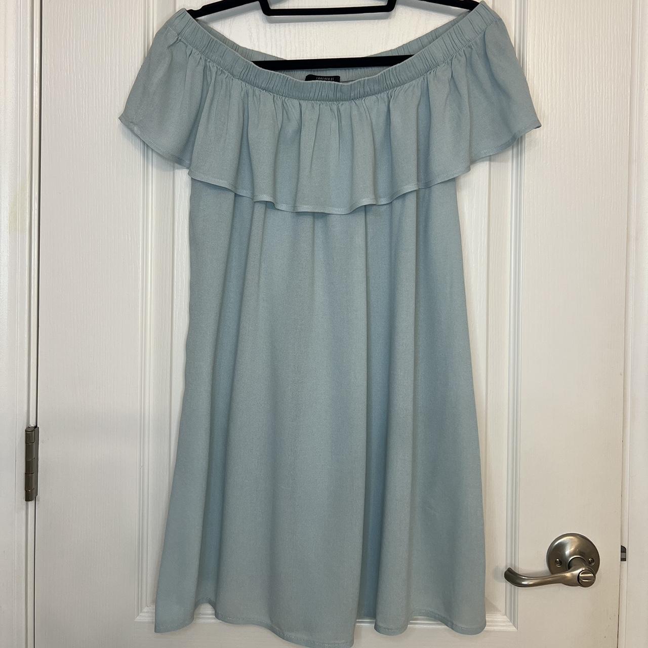 Forever 21 baby blue mini off the shoulder spring... - Depop