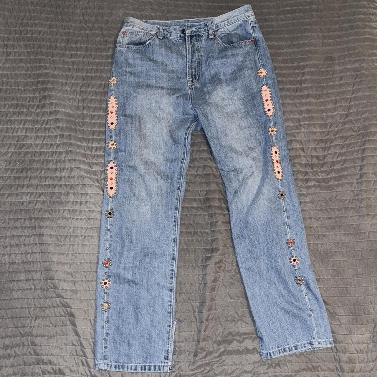 Kapital r3p jewel embellished blue jeans size 32... - Depop