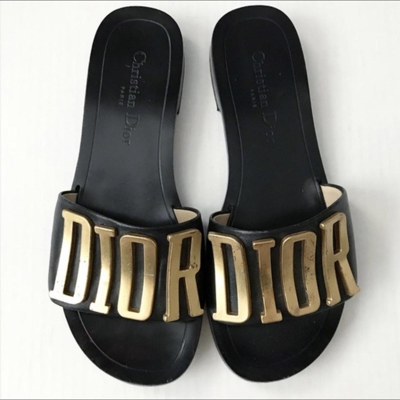 dior slides black and gold