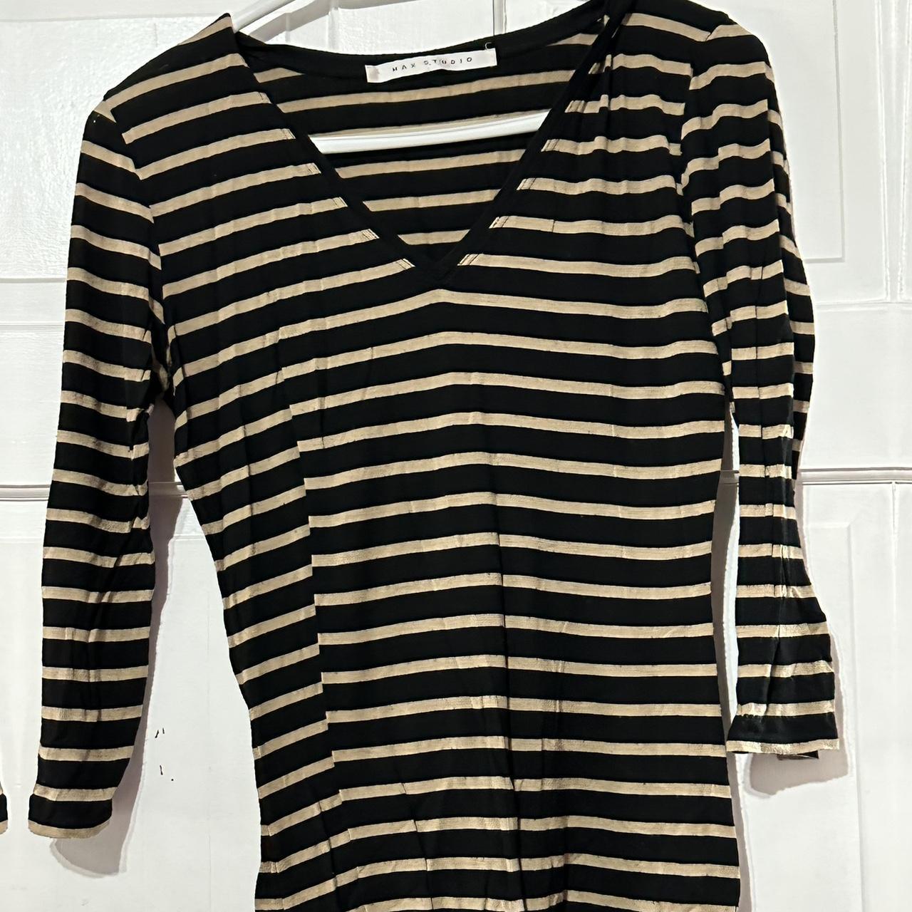 Tan and black stripped long sleeve the sleeves stop... - Depop