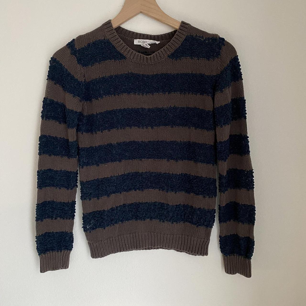 BCBGeneration Women's Blue and Brown Jumper | Depop