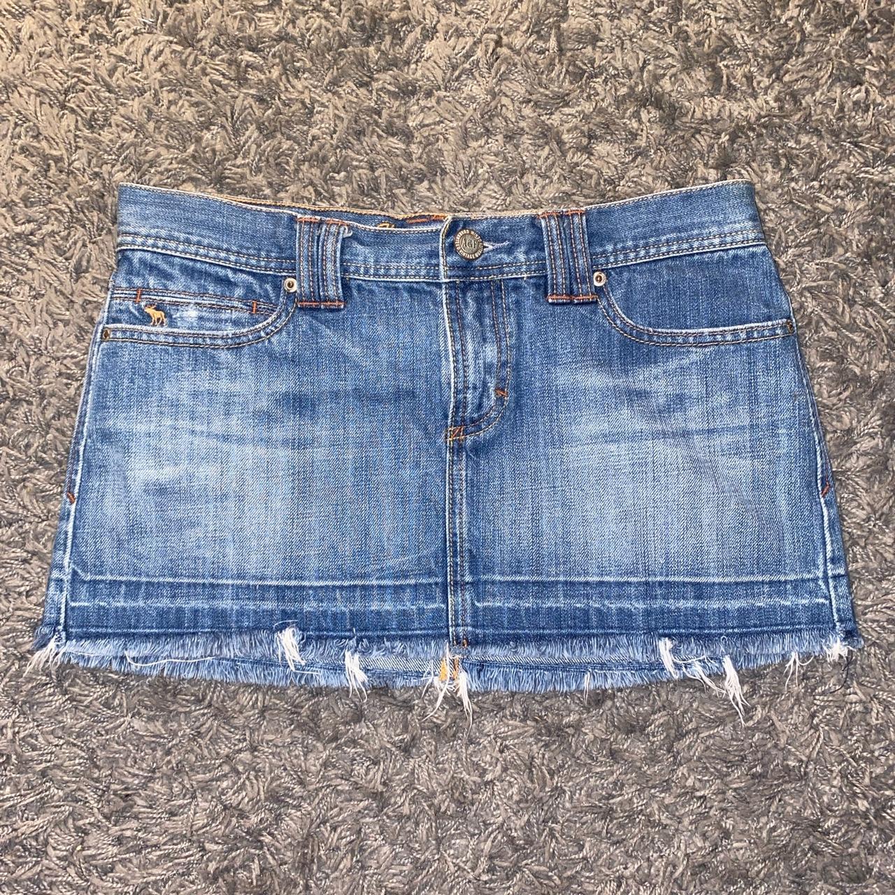 Abercrombie and fitch denim mini skirt. Medium wash... - Depop