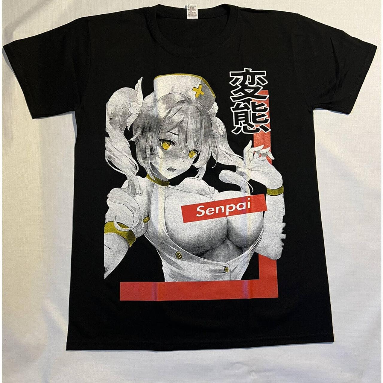 Hentai Senpai Anime Manga Girl Black T-shirt Unisex... - Depop