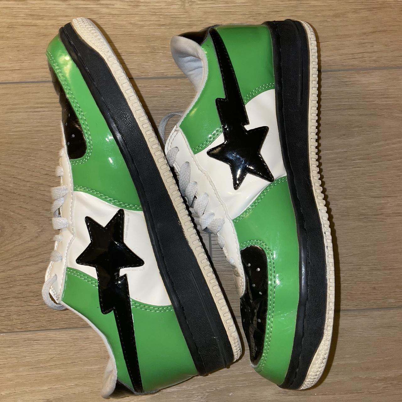 bape-men-s-green-and-black-trainers-depop